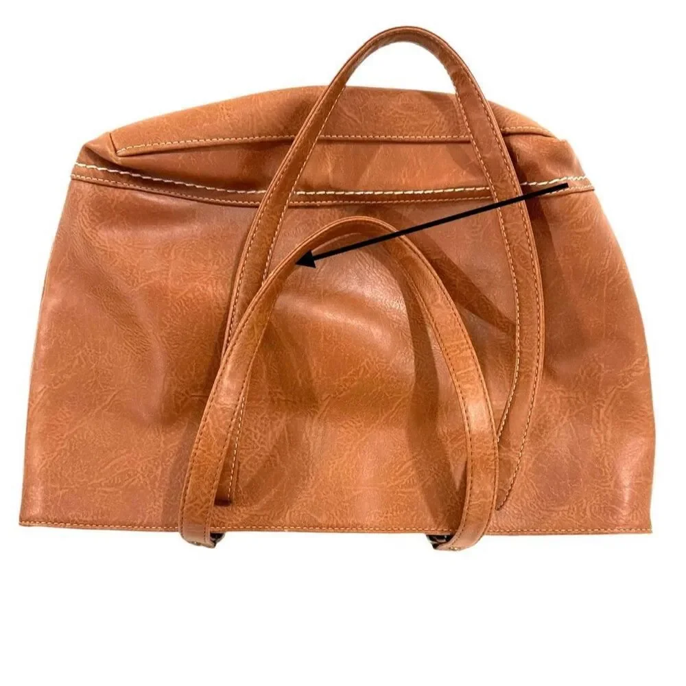 B.O.C (Born Concept) Brown Faux Leather Tote With Embossed Floral Pattern Purse